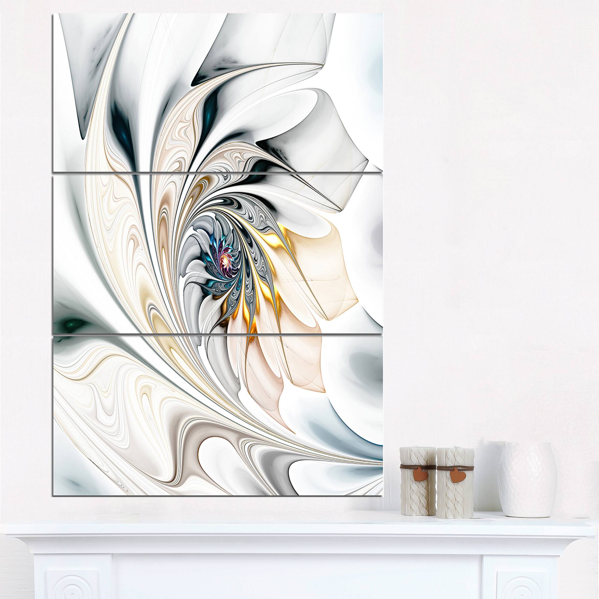 Designart - White Stained Glass Floral Art